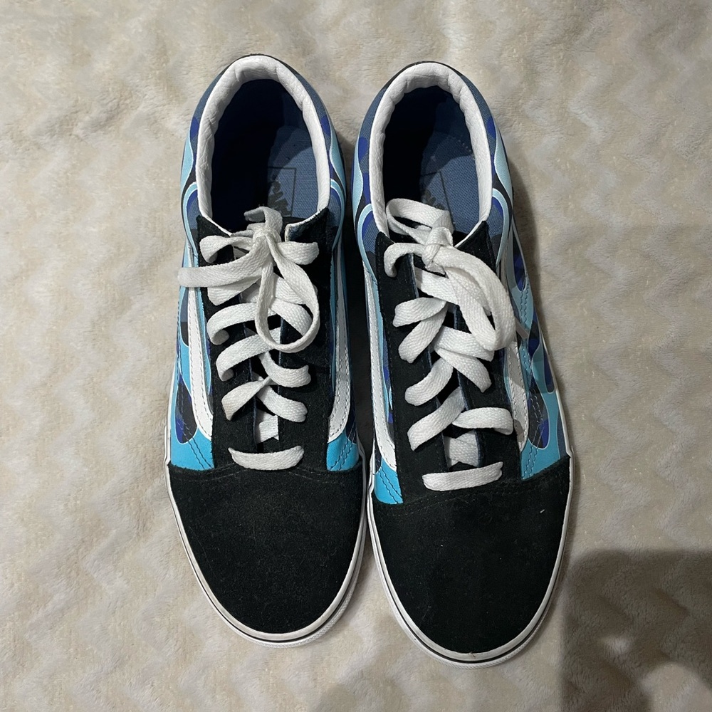 Vans Black and Blue Flame Sneakers - Picture 2 of 5